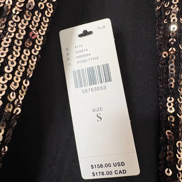 BB Dakota Dulcinea Sequin Duster Jacket - Black and Rose Gold - SMALL - NWT - Picture 12 of 12